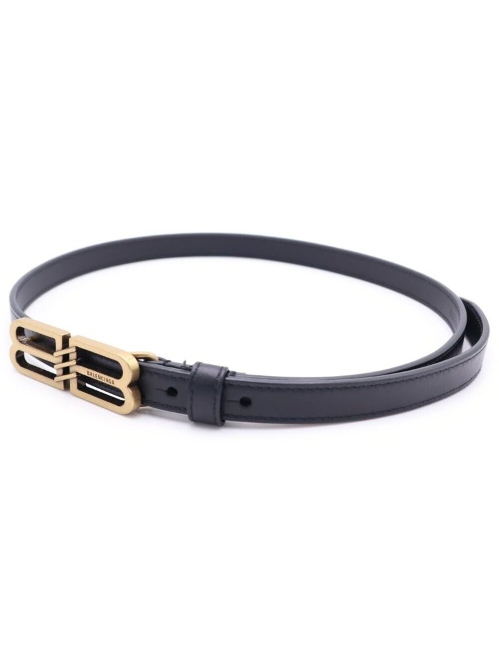 Balenciaga BB Signature Belt Leather Black Gold
